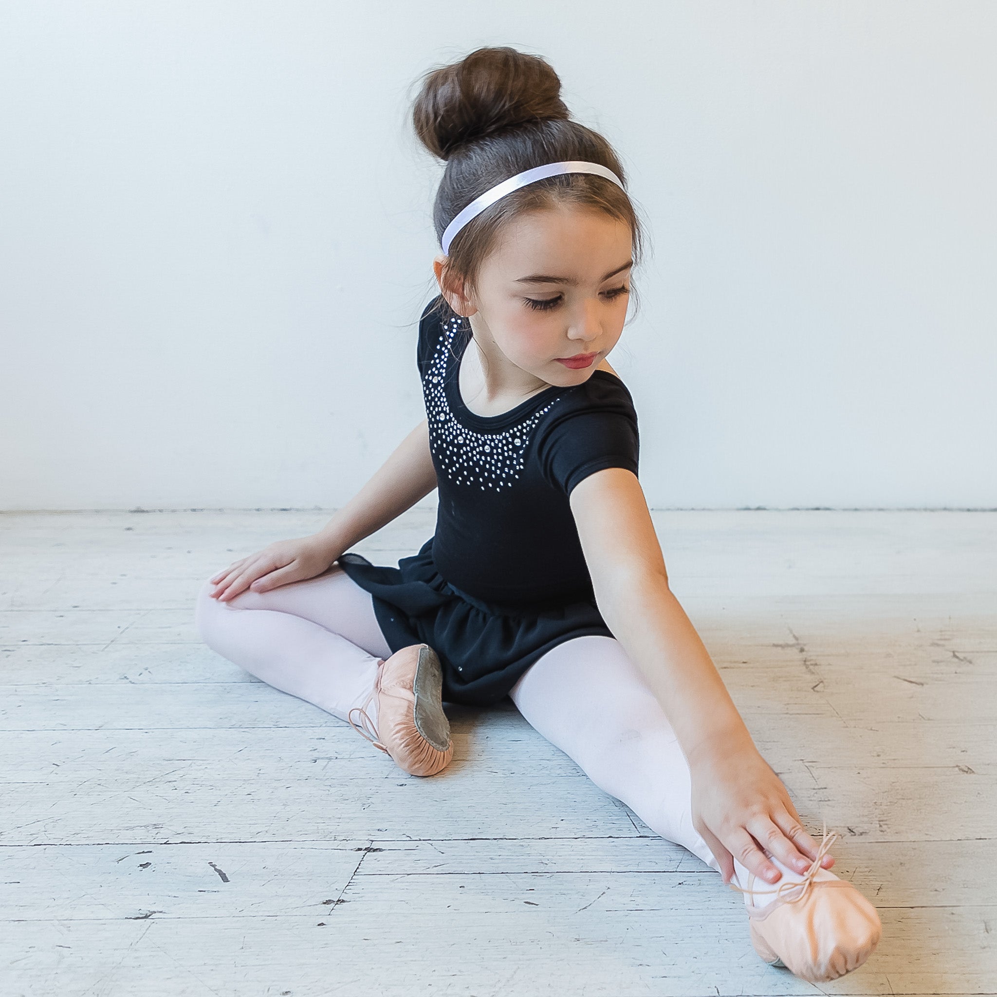 Flo Dancewear Girls Diamanté Georgette Ballet Skirt in Black