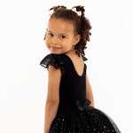 Flo Dancewear Girls Tutu Dress with Flutter Sleeve in Black