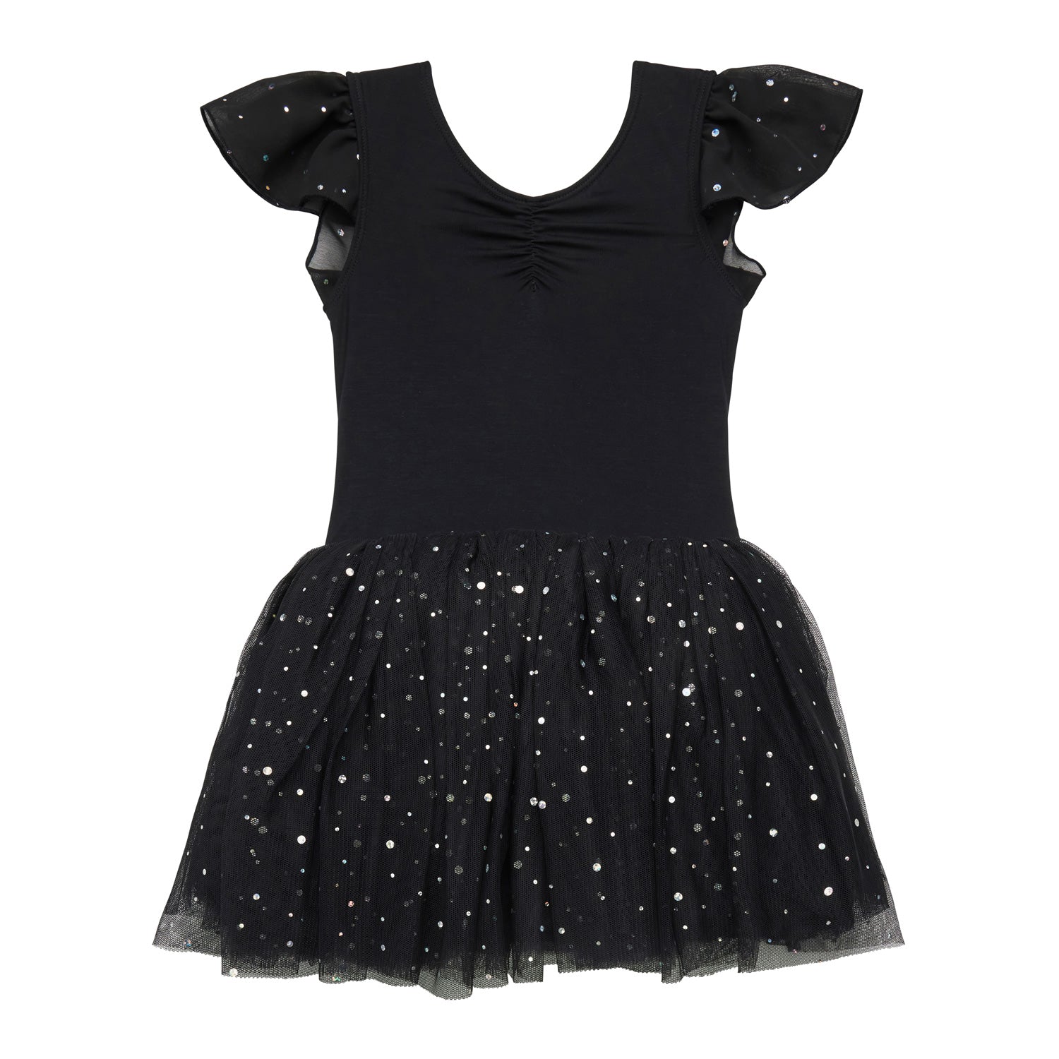 Flo Dancewear Girls Tutu Dress with Flutter Sleeve in Black