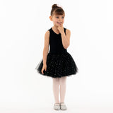 Flo Dancewear Girls Black Tutu Dress with Sequin Mesh Cross Back 