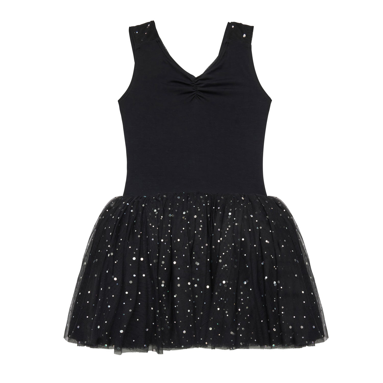 Flo Dancewear Girls Black Tutu Dress with Sequin Mesh Cross Back 