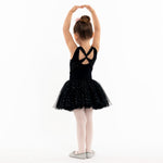 Flo Dancewear Girls Black Tutu Dress with Sequin Mesh Cross Back 